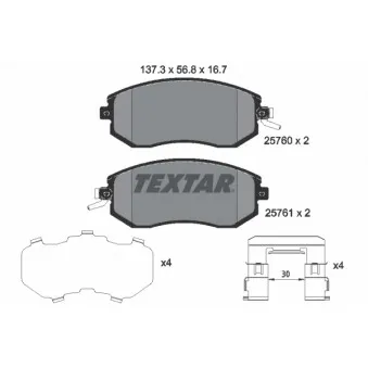 Jeu de 4 plaquettes de frein avant TEXTAR 2576001