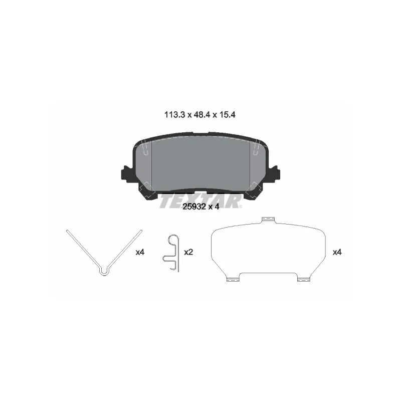 Jeu de 4 plaquettes de frein avant TEXTAR 2593201