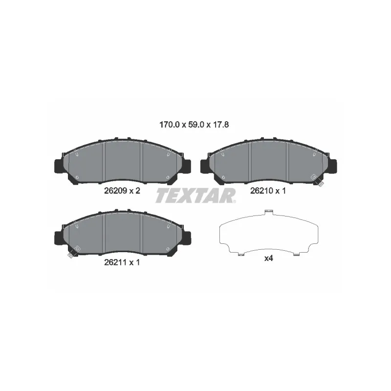 Jeu de 4 plaquettes de frein avant TEXTAR 2620901