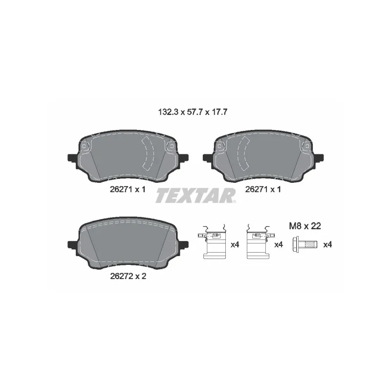 Jeu de 4 plaquettes de frein avant TEXTAR 2627101