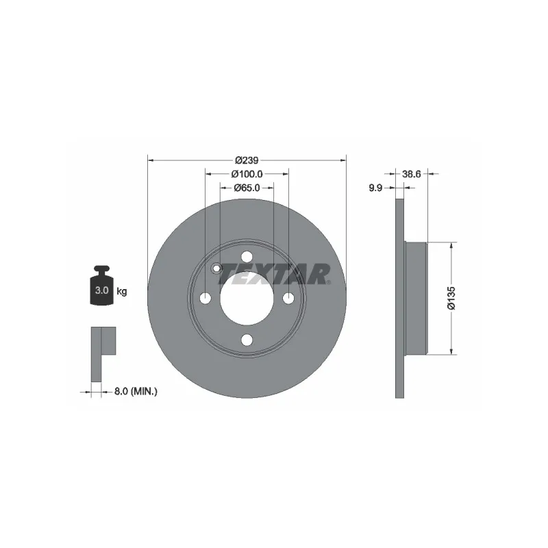 Jeu de 2 disques de frein avant TEXTAR 92009303