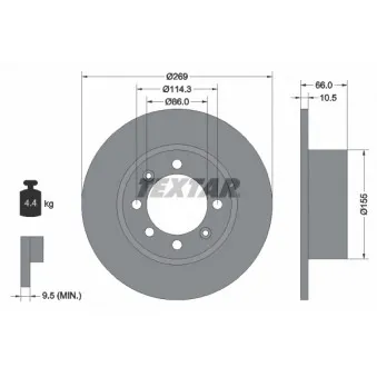 Jeu de 2 disques de frein arrière TEXTAR 92010000