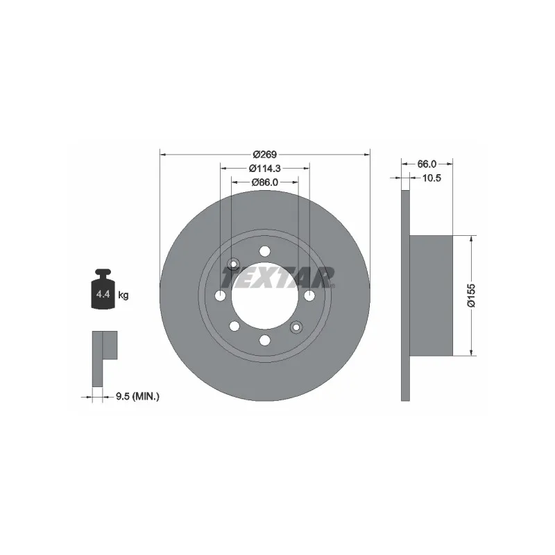 Jeu de 2 disques de frein arrière TEXTAR 92010000