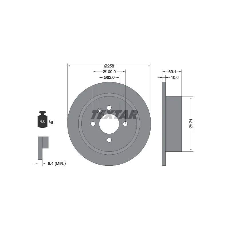 Jeu de 2 disques de frein arrière TEXTAR 92019200