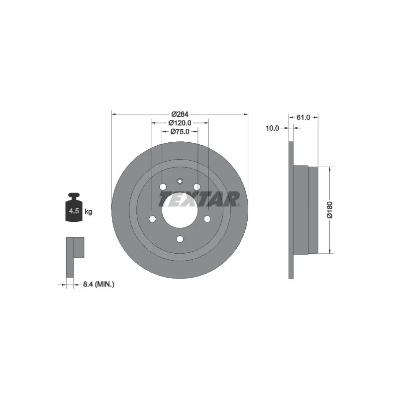 Jeu de 2 disques de frein arrière TEXTAR 92022400
