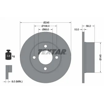 Jeu de 2 disques de frein arrière TEXTAR 92026100