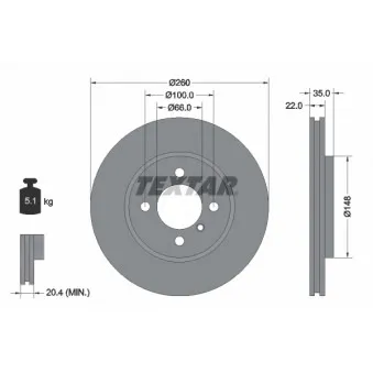 Jeu de 2 disques de frein avant TEXTAR 92026503