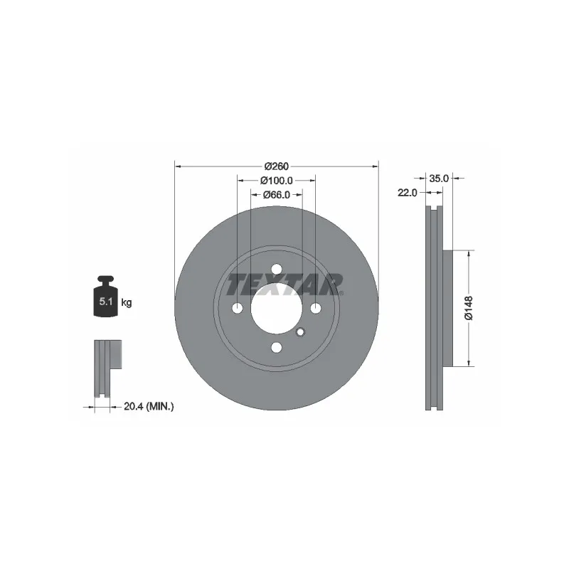 Jeu de 2 disques de frein avant TEXTAR 92026503