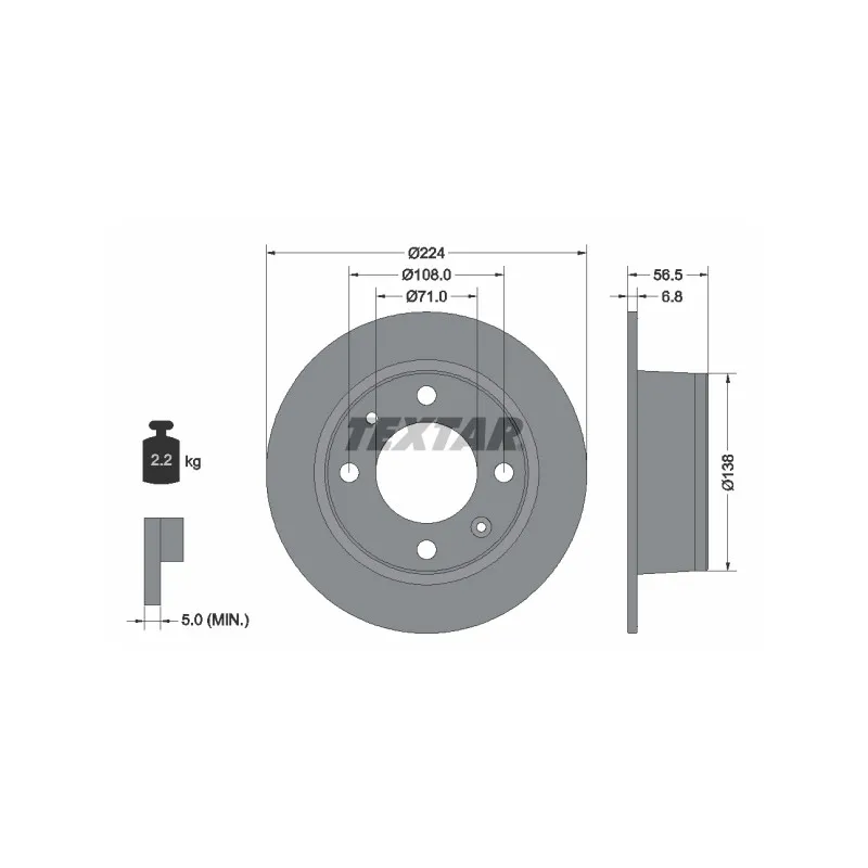 Jeu de 2 disques de frein arrière TEXTAR 92026900
