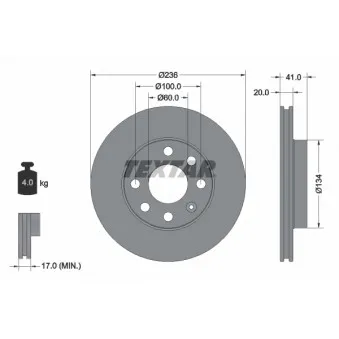 Jeu de 2 disques de frein avant TEXTAR 92029603