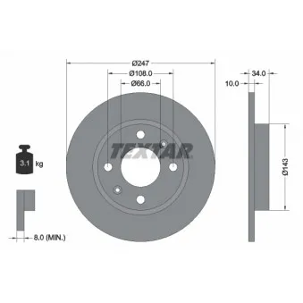 Jeu de 2 disques de frein avant TEXTAR 92029803