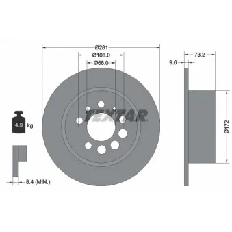 Jeu de 2 disques de frein arrière TEXTAR 92031400