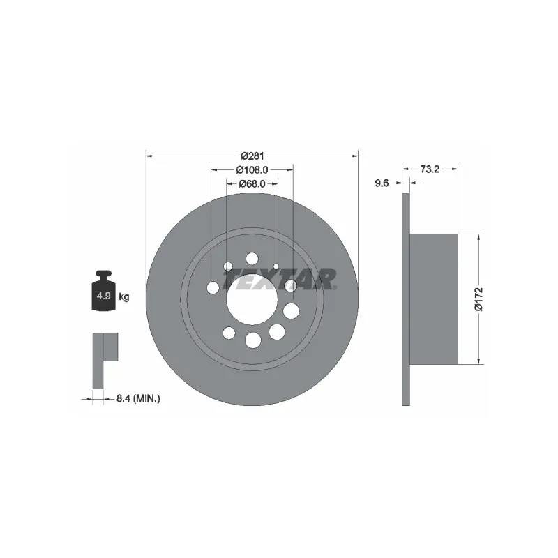 Jeu de 2 disques de frein arrière TEXTAR 92031400