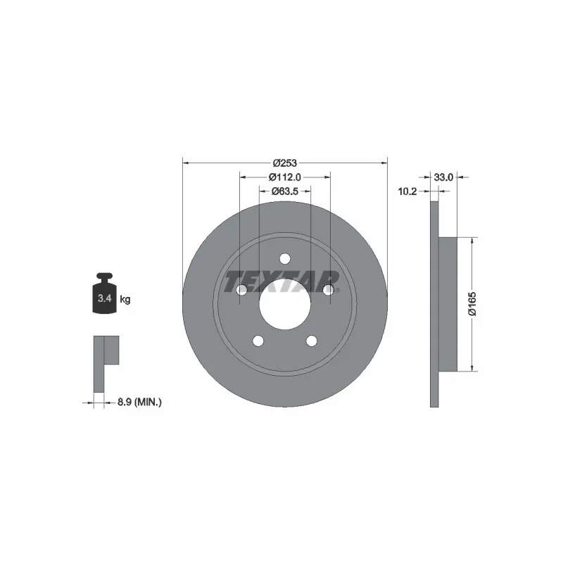 Jeu de 2 disques de frein arrière TEXTAR 92032400
