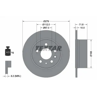 Jeu de 2 disques de frein arrière TEXTAR 92032600