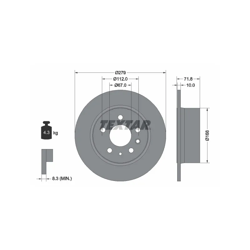 Jeu de 2 disques de frein arrière TEXTAR 92032600