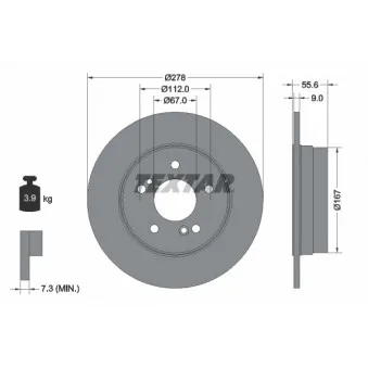 Jeu de 2 disques de frein arrière TEXTAR 92032703