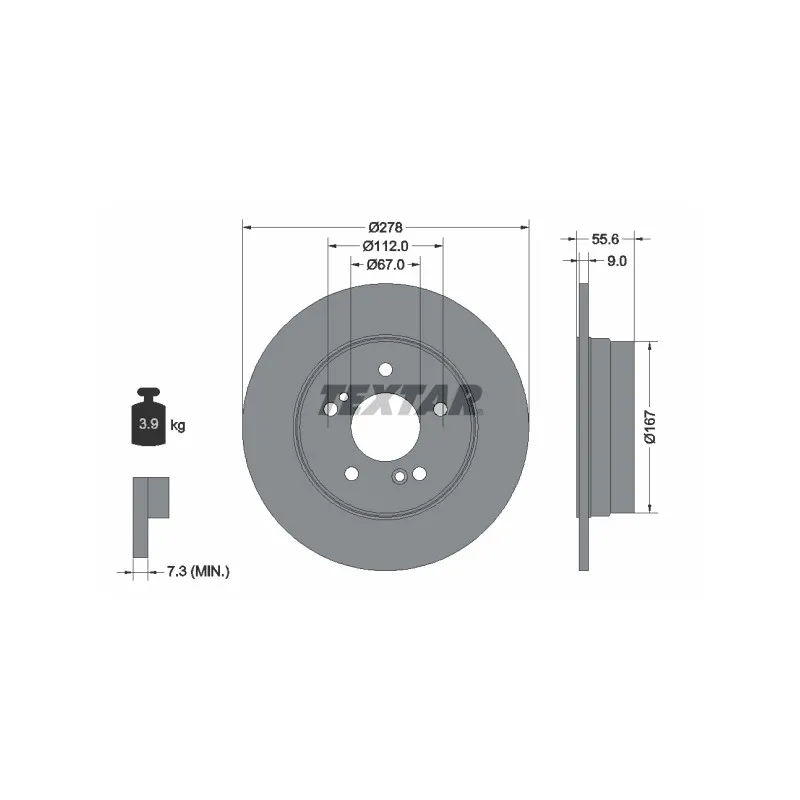 Jeu de 2 disques de frein arrière TEXTAR 92032703