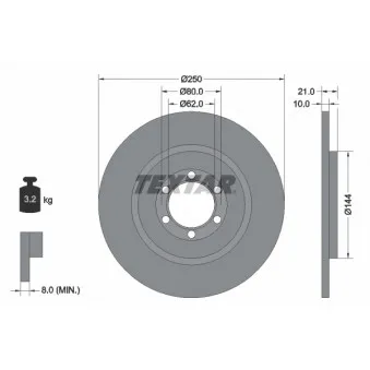 Jeu de 2 disques de frein arrière TEXTAR 92033700