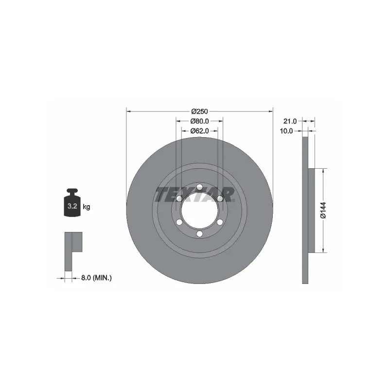 Jeu de 2 disques de frein arrière TEXTAR 92033700