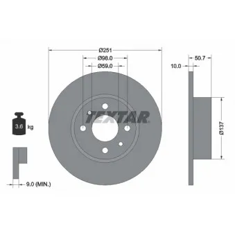 Jeu de 2 disques de frein arrière TEXTAR 92034203