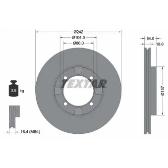Jeu de 2 disques de frein avant TEXTAR 92034700