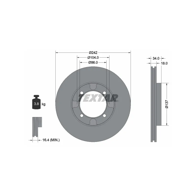 Jeu de 2 disques de frein avant TEXTAR 92034700