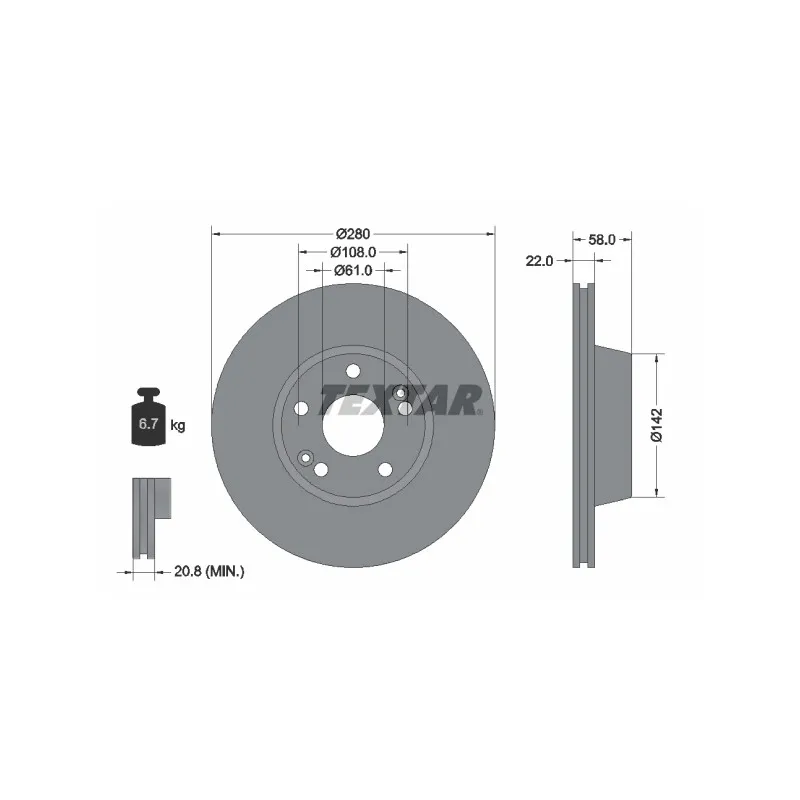 Jeu de 2 disques de frein avant TEXTAR 92036300