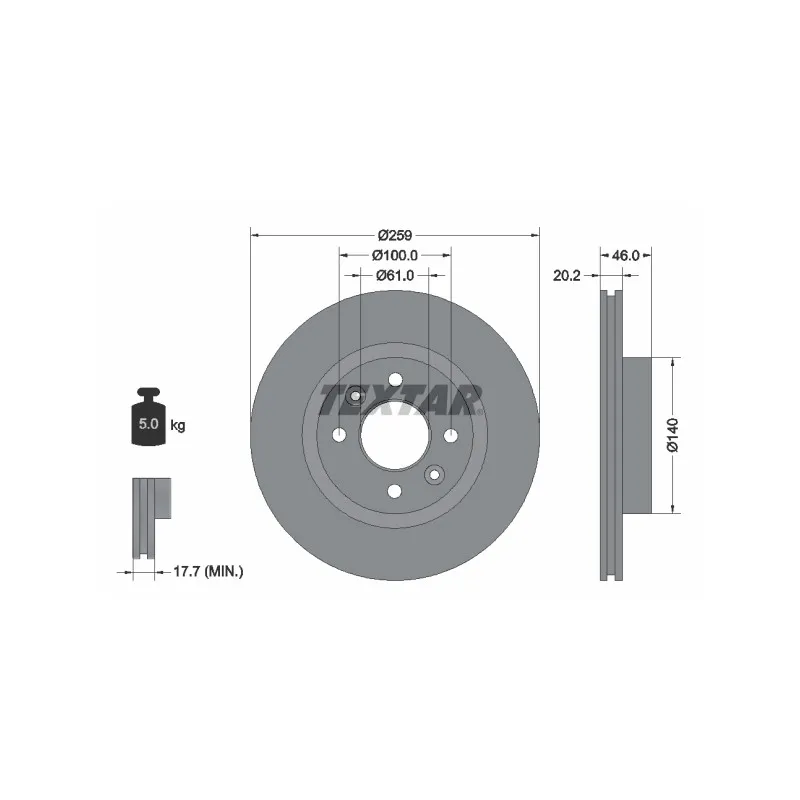 Jeu de 2 disques de frein avant TEXTAR 92036400