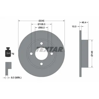 Jeu de 2 disques de frein arrière TEXTAR 92037300