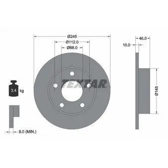 Jeu de 2 disques de frein arrière TEXTAR 92037400