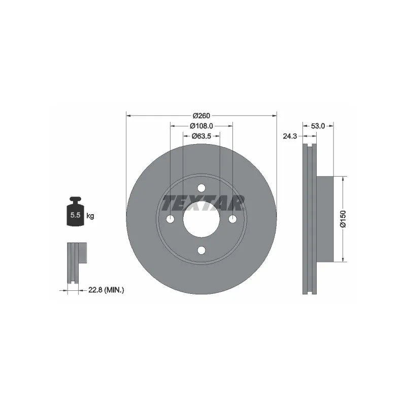 Jeu de 2 disques de frein avant TEXTAR 92037600