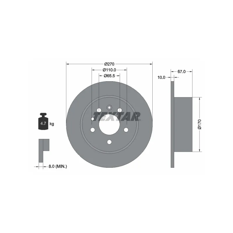 Jeu de 2 disques de frein arrière TEXTAR 92038200