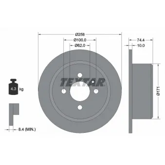 Jeu de 2 disques de frein arrière TEXTAR 92038400