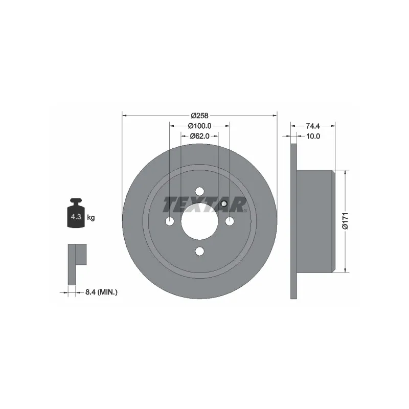 Jeu de 2 disques de frein arrière TEXTAR 92038400