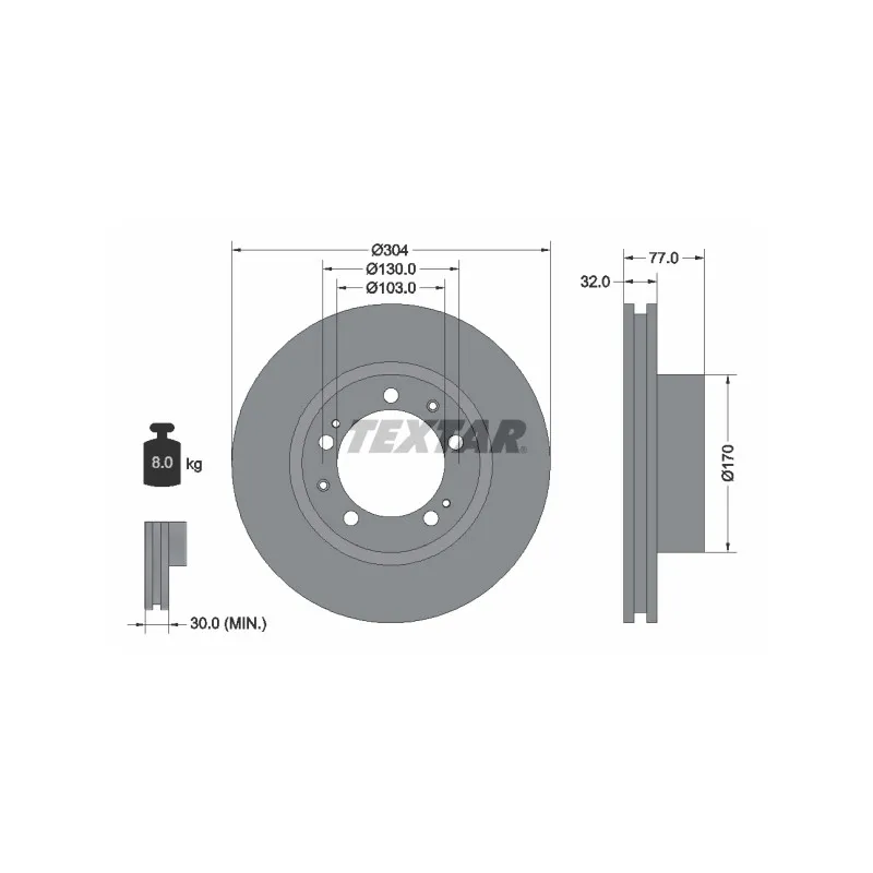 Disque de frein avant droit TEXTAR 92039800