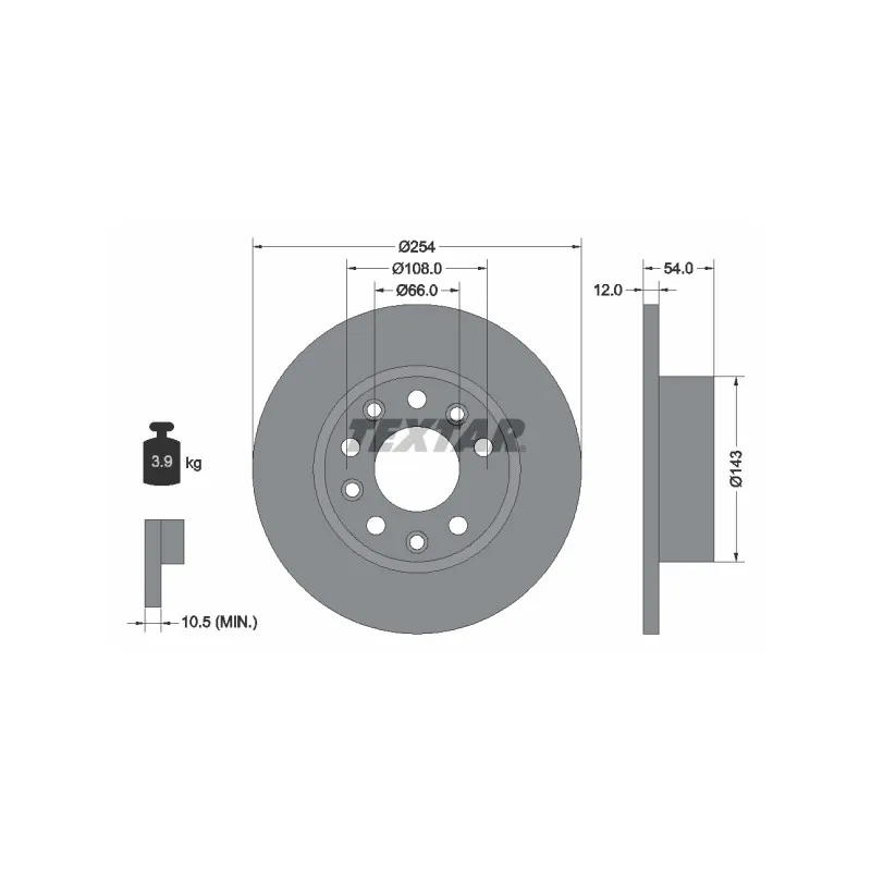 Jeu de 2 disques de frein arrière TEXTAR 92040400