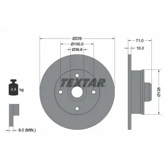 Jeu de 2 disques de frein arrière TEXTAR 92041803