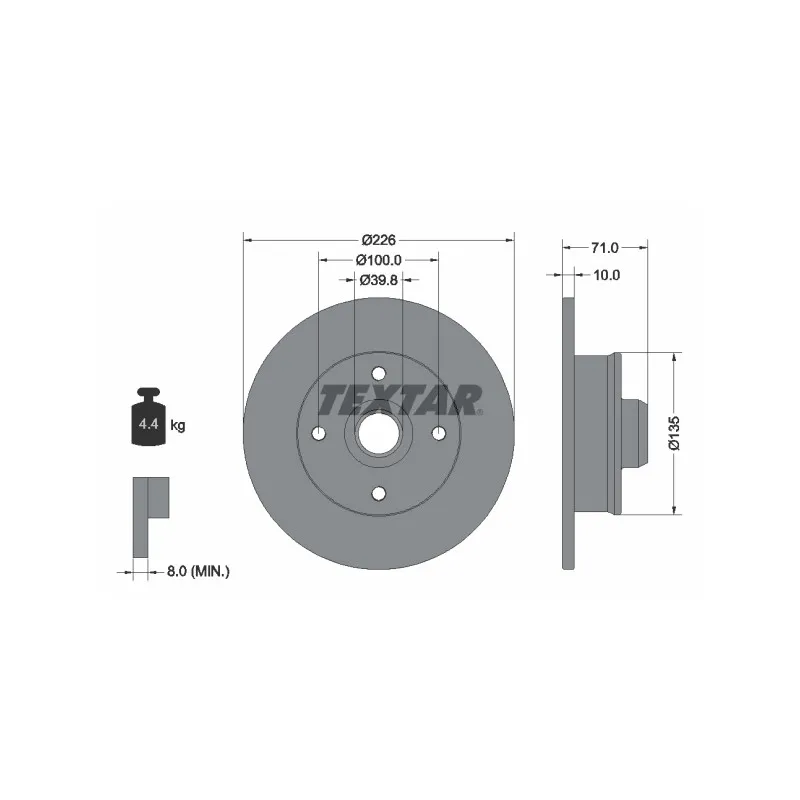 Jeu de 2 disques de frein arrière TEXTAR 92041803