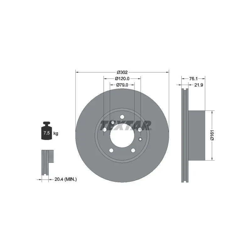 Jeu de 2 disques de frein avant TEXTAR 92042203