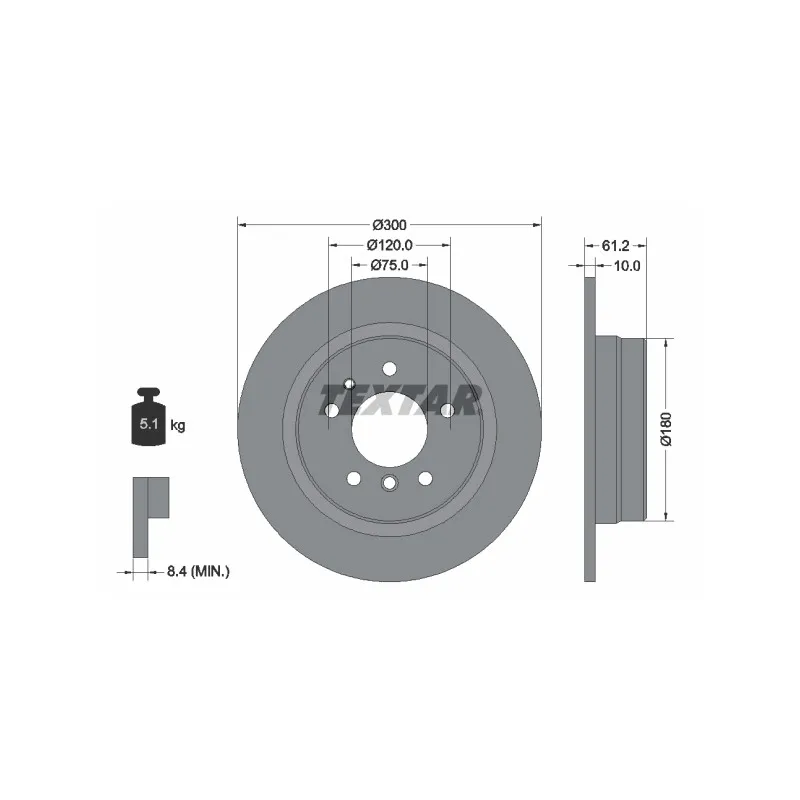 Jeu de 2 disques de frein arrière TEXTAR 92042303