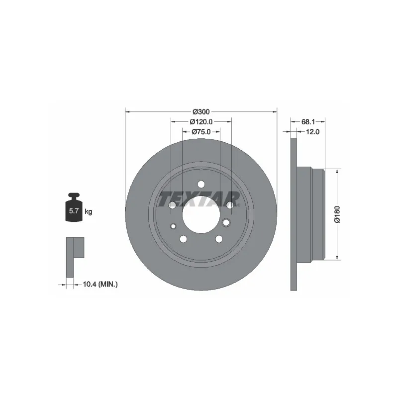 Jeu de 2 disques de frein arrière TEXTAR 92042500