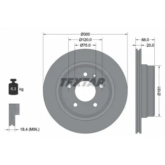 Jeu de 2 disques de frein arrière TEXTAR 92042700