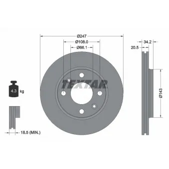 Jeu de 2 disques de frein avant TEXTAR 92043103