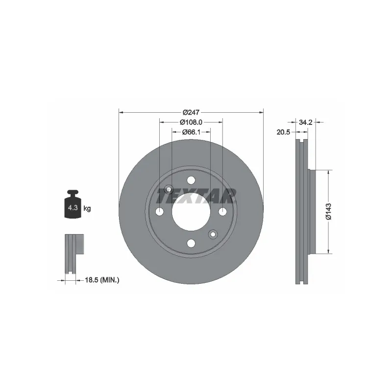 Jeu de 2 disques de frein avant TEXTAR 92043103