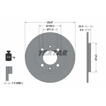 Jeu de 2 disques de frein arrière TEXTAR 92043200