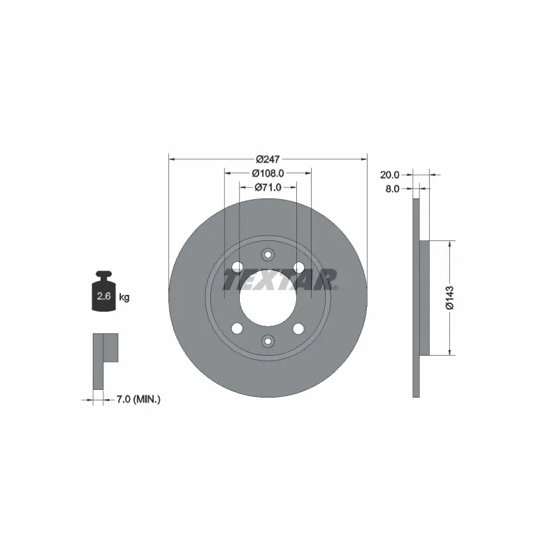 Jeu de 2 disques de frein arrière TEXTAR 92043200