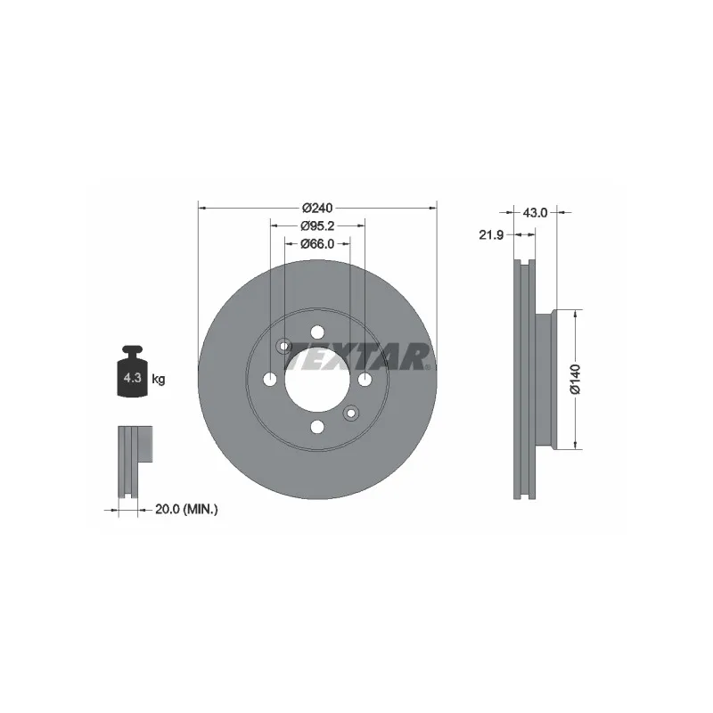 Jeu de 2 disques de frein avant TEXTAR 92044500