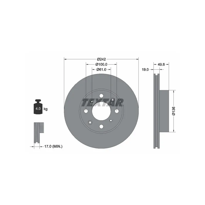 Jeu de 2 disques de frein avant TEXTAR 92046200