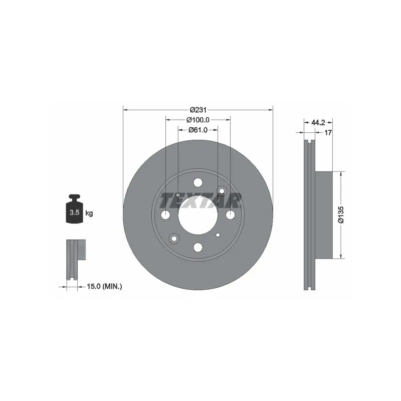 Jeu de 2 disques de frein avant TEXTAR 92046500